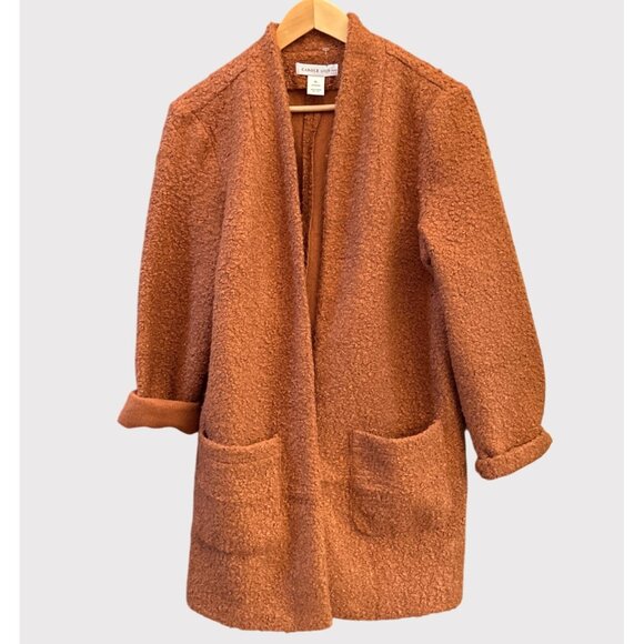 Carole Wren Teddy Boucle Open Front Brown Coat Jacket XL Cozy Sherpa Style - Picture 1 of 6